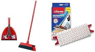 DuActiva Broom with 3-Piece Handle and 2-in-1 Sweeping Set & UltraMax Floor Mop Replacement… product image