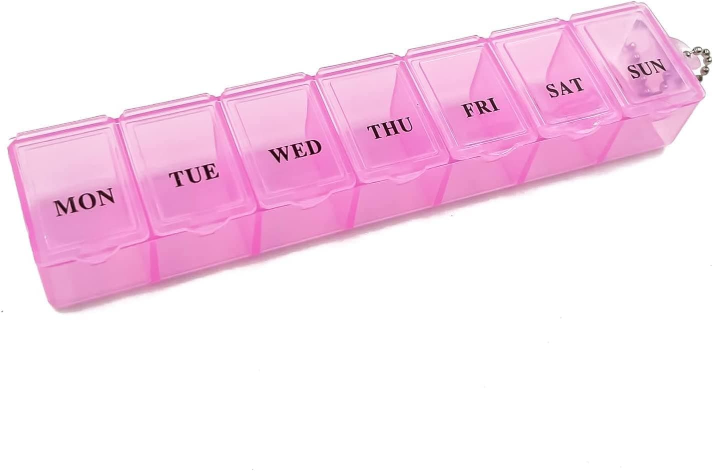 Pill Box Organiser - Pink Tablet Box - 7-Day 1 Time a Day Medicine Storage Case, Weekly Pills… product image