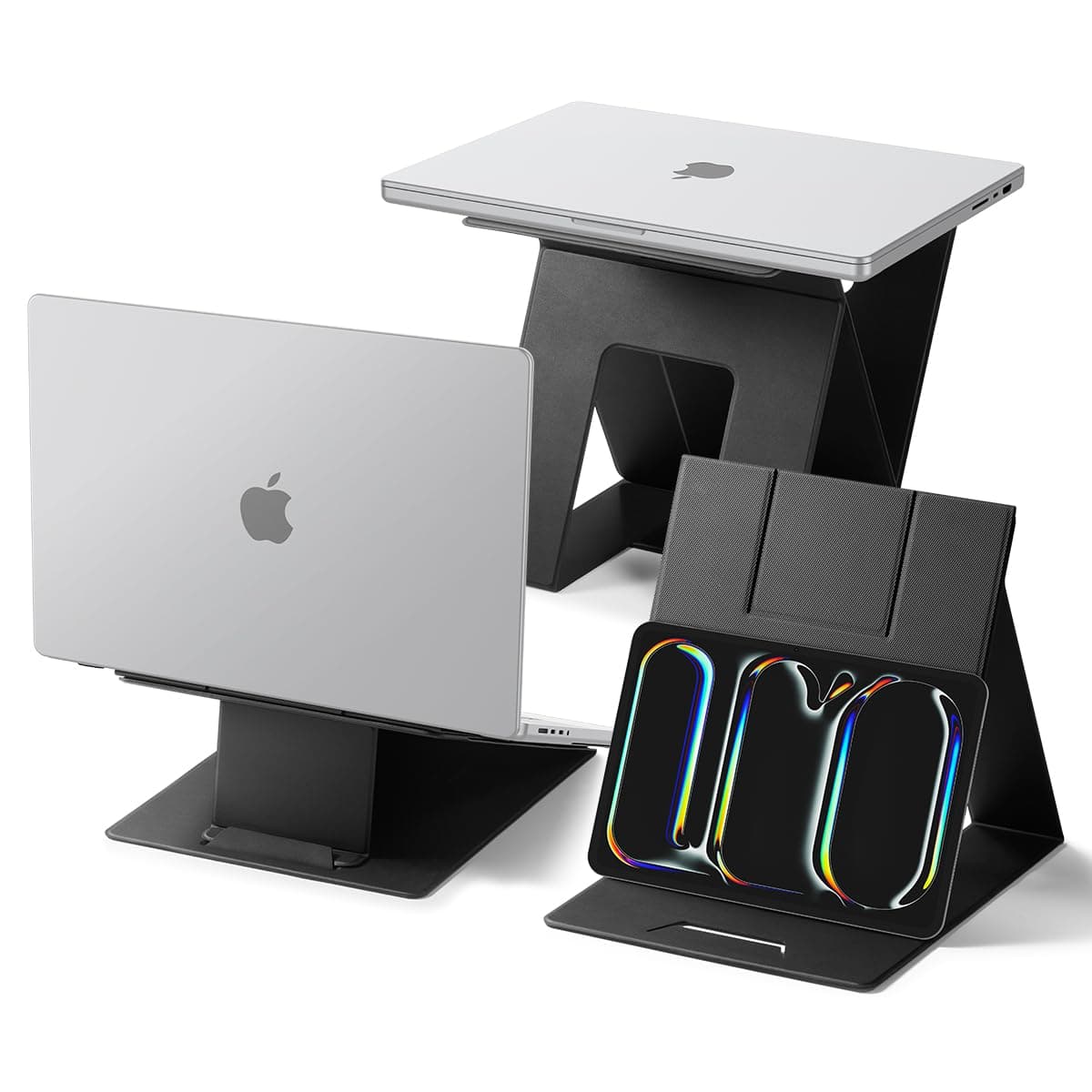Spigen Slim Fold Laptop Ständer, Faltbare Laptop Halterung, Ergonomischer Erhöhung mit Doppelwinkel Design & Anti-Rutsch-Schutz, Kompatibel mit MacBook iPad Pro Air Neo M2 M3 M4 M5 13"-16" - Schwarz product image