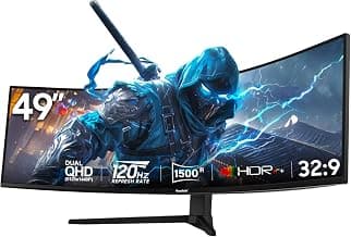 Gawfolk 49 Inch Dual QHD Curved Gaming Monitor – 120Hz, 5120x1440 Super Ultra-Wide, 1500R,… product image