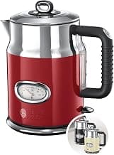 Kettle [1.7l, 2400W] Retro Red and polished stainless steel (Rapid boil function, retro water… product image
