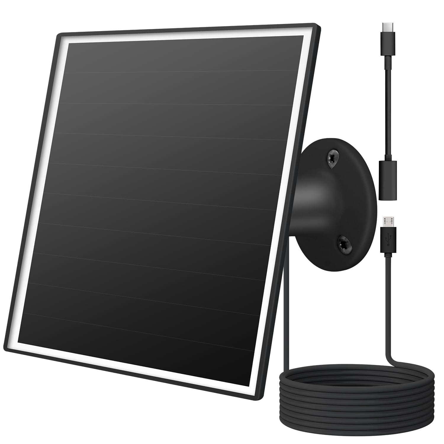 6W Solar Panel for Outdoor Security Camera with Micro USB & USB - C Port, Solar Panel Charger for Battery Camera,Fits Wyze/Reolink DC 5V Output, IP65/360° Adjustable, 9.8ft Cable, Fast Charging product image