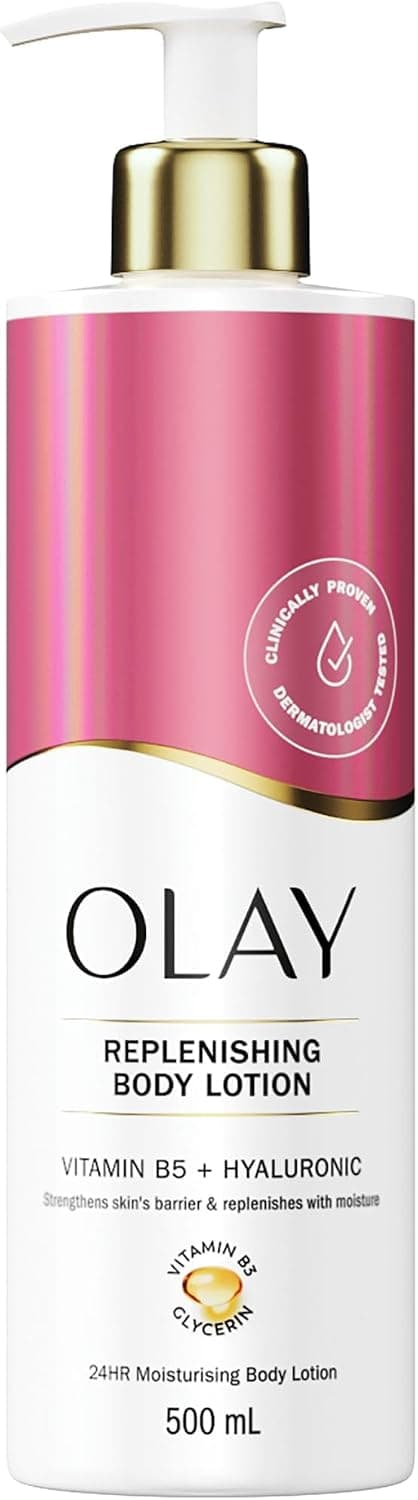 Olay Hyaluronic Acid Replenishing Body Lotion, 24HR Moisturising Cream 500ml product image