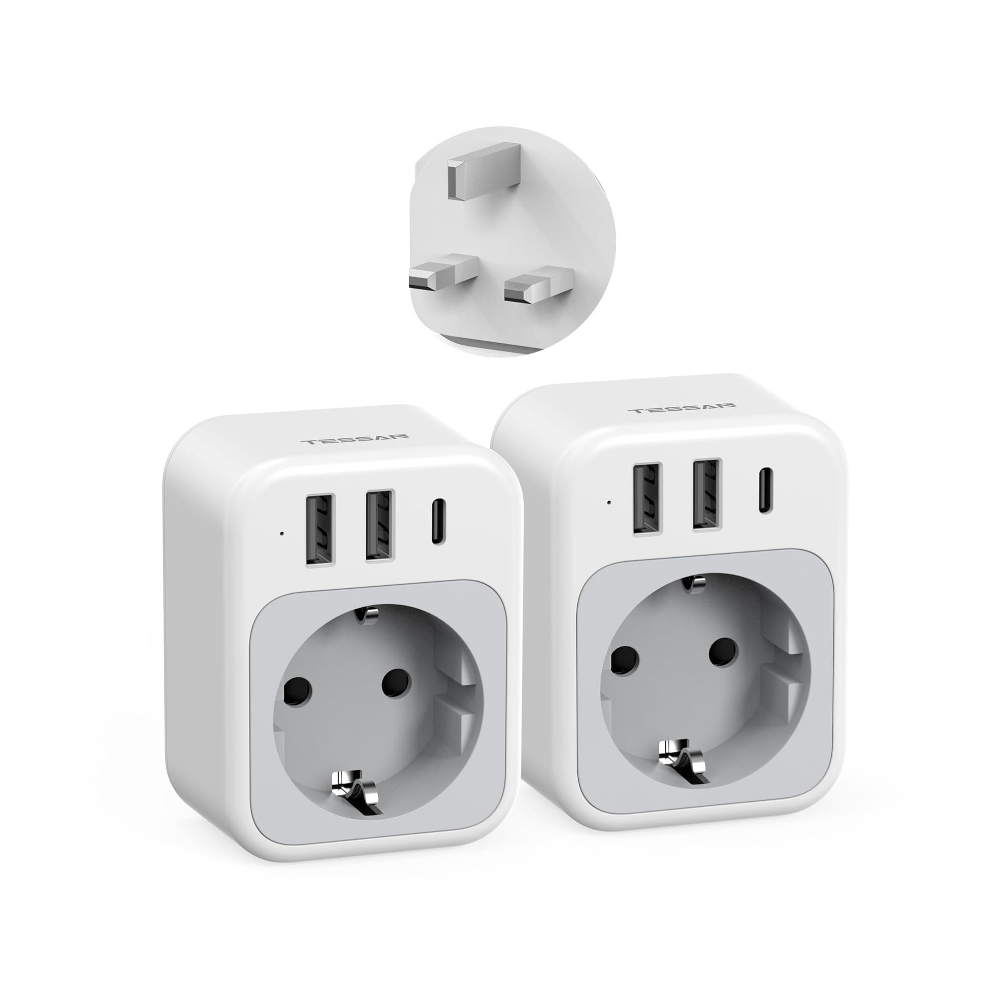 TESSAN 2er Pack UK Adapter England Deutschland Stecker, 4 in 1 Steckdosenadapter England mit… product image