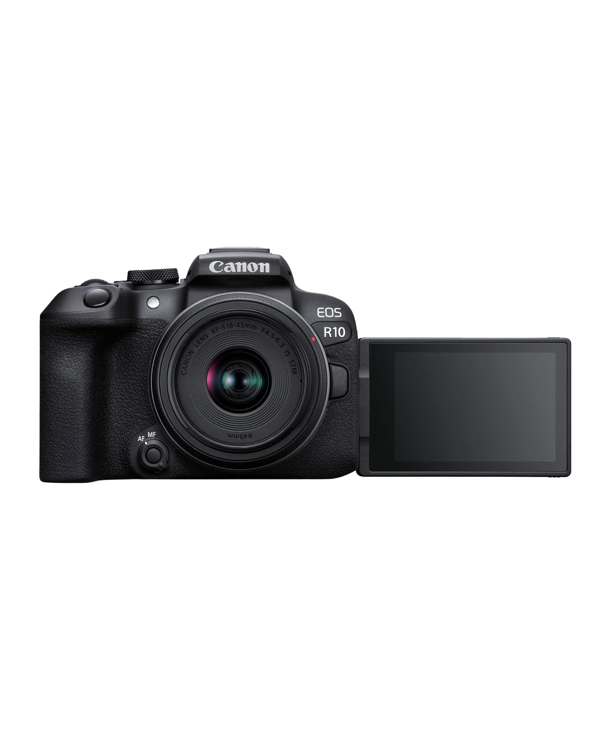 Canon EOS R10 Systemkamera + RF-S 18-45mm F4.5-6.3 is STM Zoomobjektiv (24.2 MP, 4K Videokamera, APS-C Sensor, Kamera mit Deep Learning AF II, STM, WLAN, Bluetooth, ideal für Content Creator) product image
