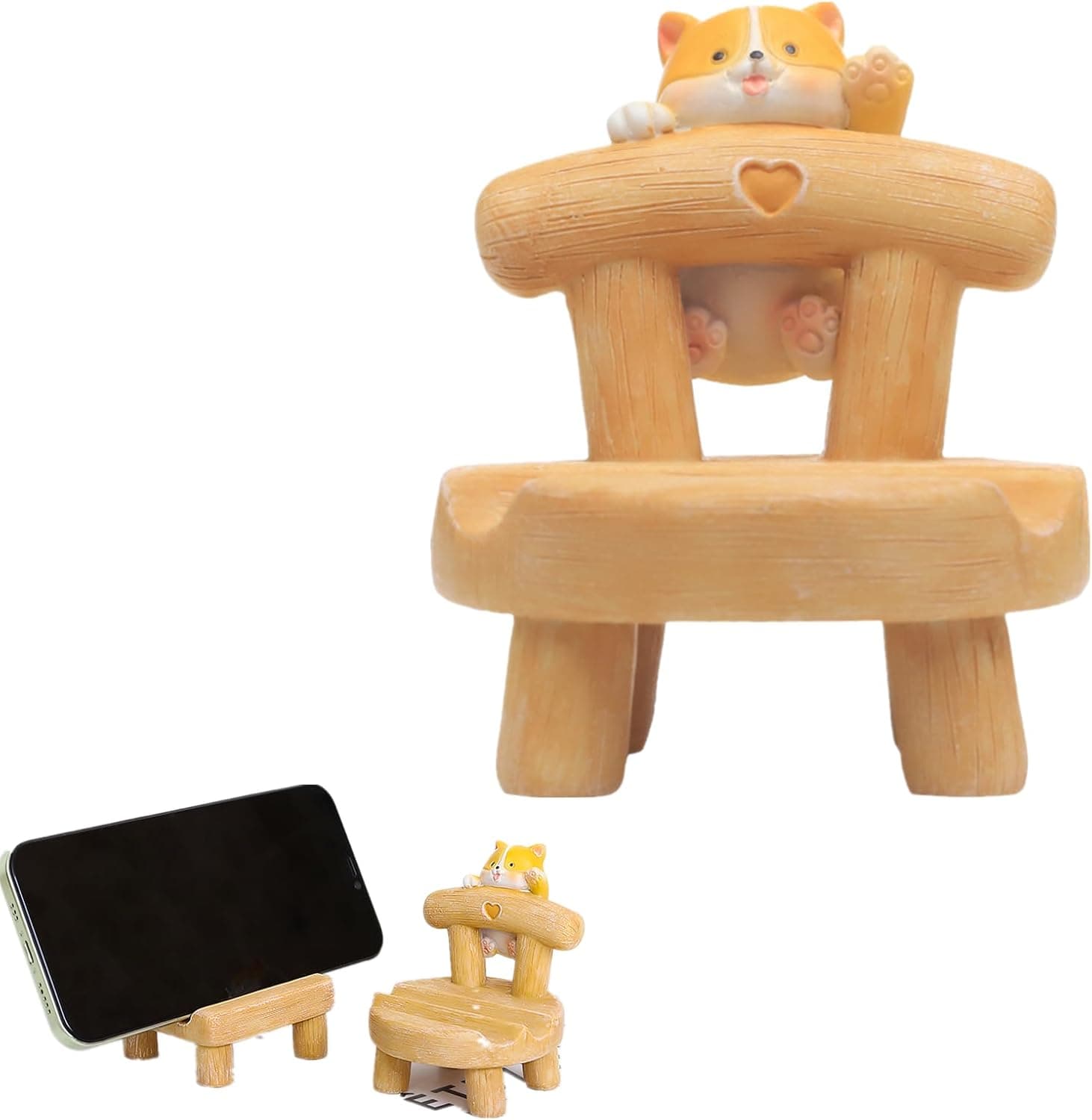 Cute Dog Wooden Phone Stand – Mini Desktop Holder for All Mobile Phones, Adorable Home Office… product image