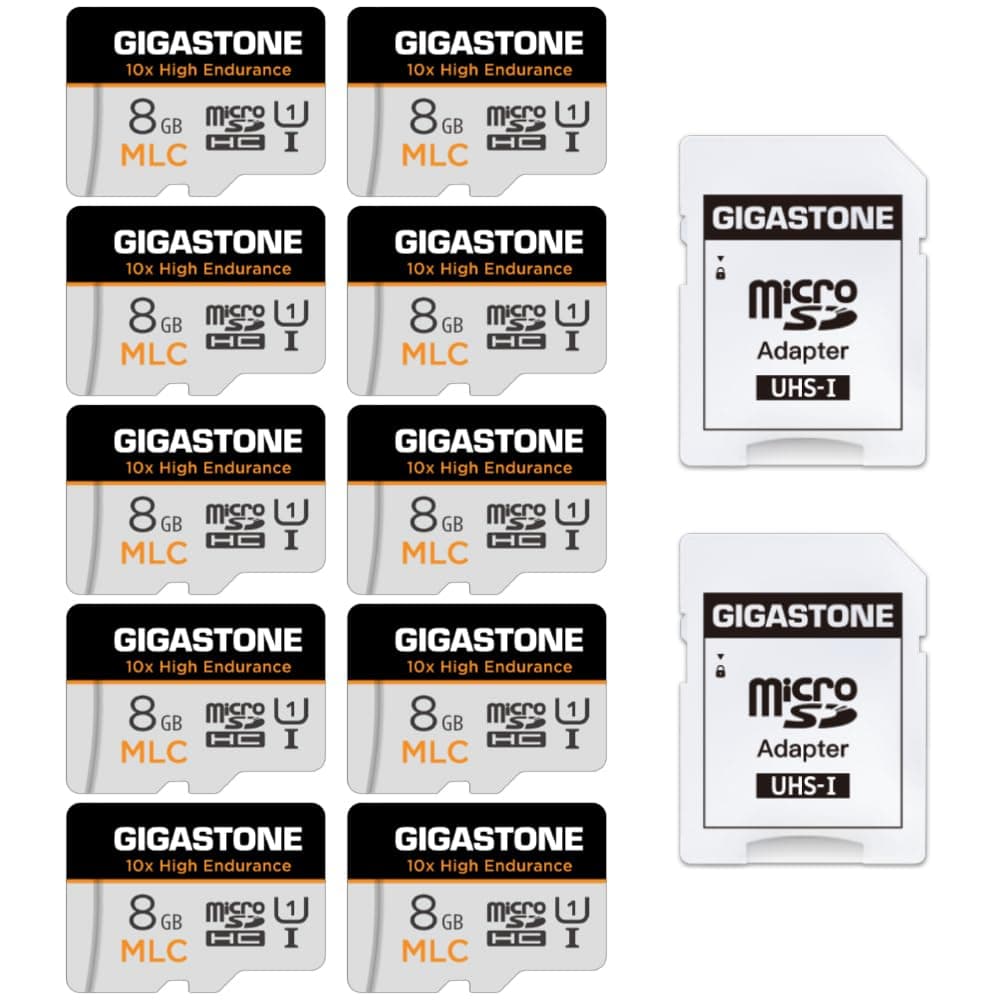 [10x High Endurance] Gigastone MLC 8GB 10er-Pack Industrial MicroSDXC Karte mit Adapter,85/15… product image