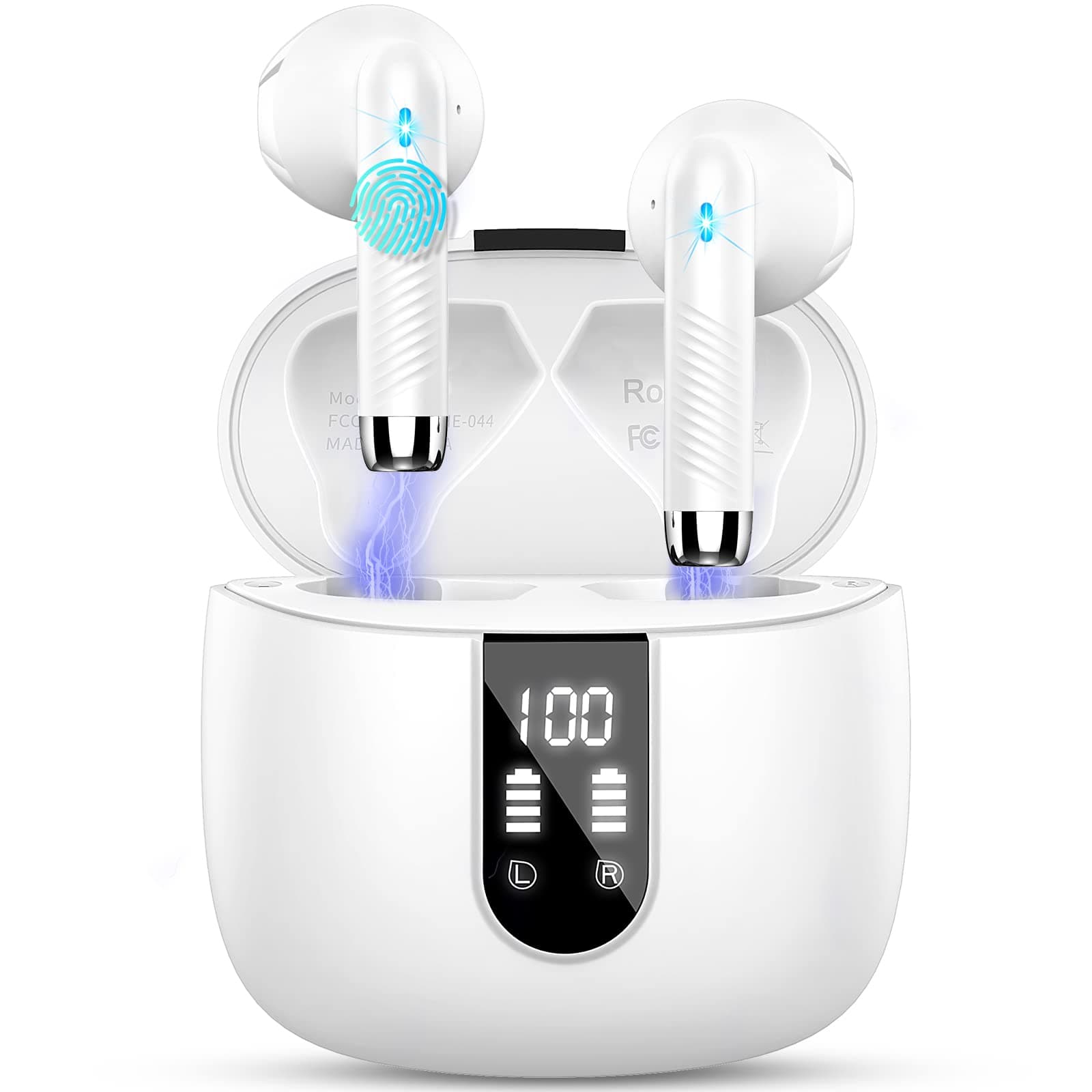Wireless Earbuds, Bluetooth 5.4 Headphones NEW Wireless Headphones with 4 ENC Mic, 56H Bluetooth Earphones in Ear Noise Cancelling Deep Bass, Mini Ear Buds Bluetooth Earbuds IP7 Waterproof LED Display product image