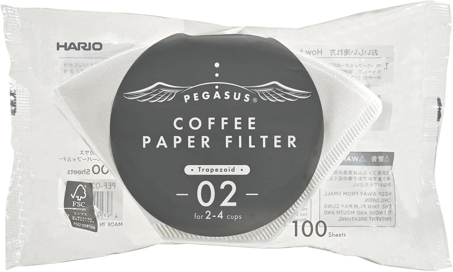 Hario Pegasus Flat Bottom Filters, Size 02, White (Pack of 100) product image