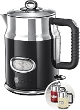 Kettle [1.7l, 2400W] Retro Black & Polished Stainless Steel (Quick Boil Function, Retro Design… product image