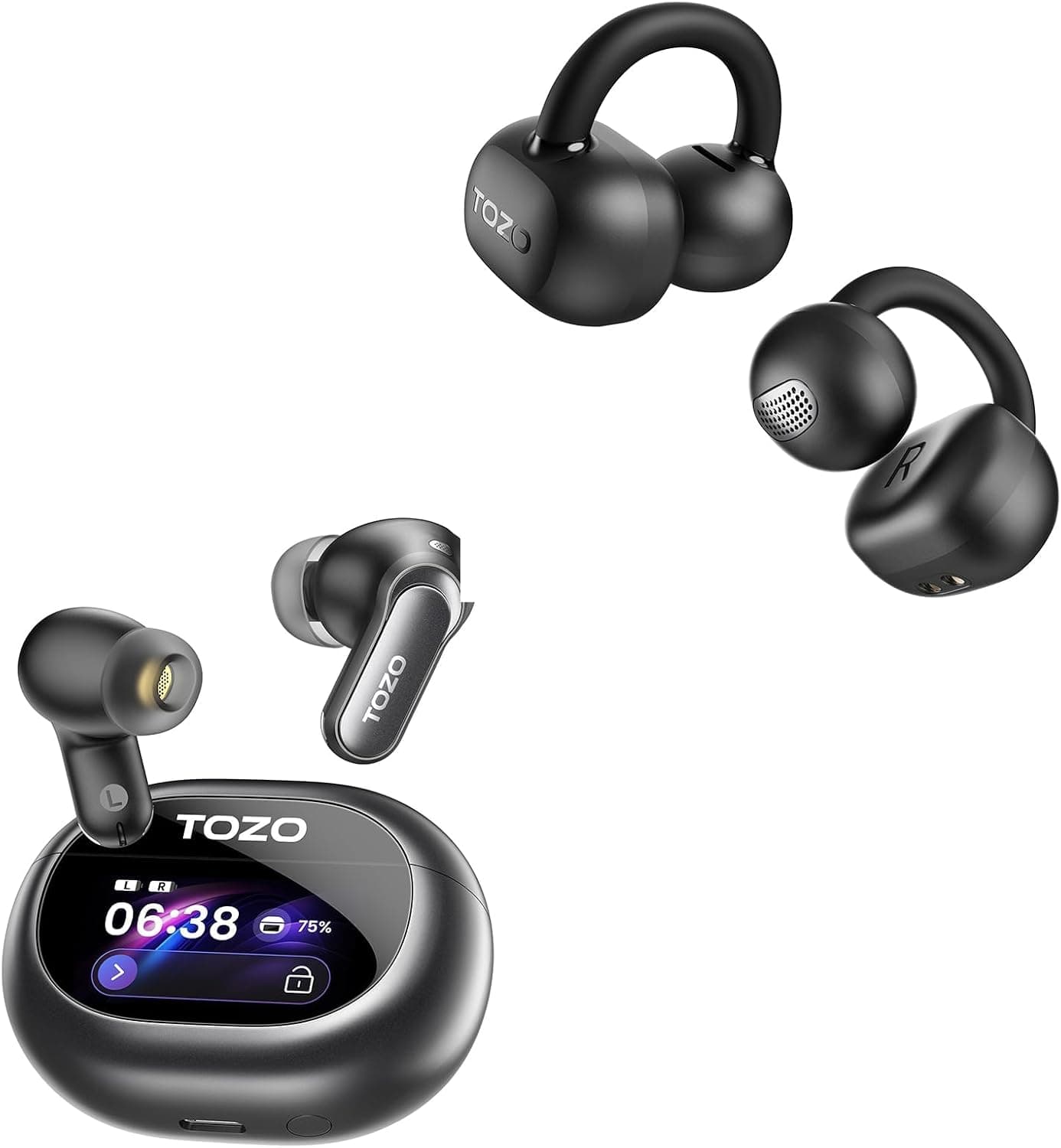 TOZO NC20 Pro Active Noise Cancelling Wireless Earbuds with Smart Touch Screen OpenEarRing… product image
