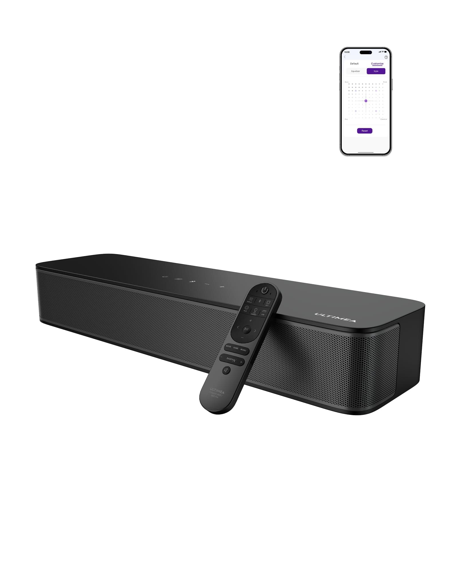 ULTIMEA 2.1ch Soundbar, Built-in Subwoofer, BassMX, App Control, Bluetooth 5.4 TV Speakers… product image
