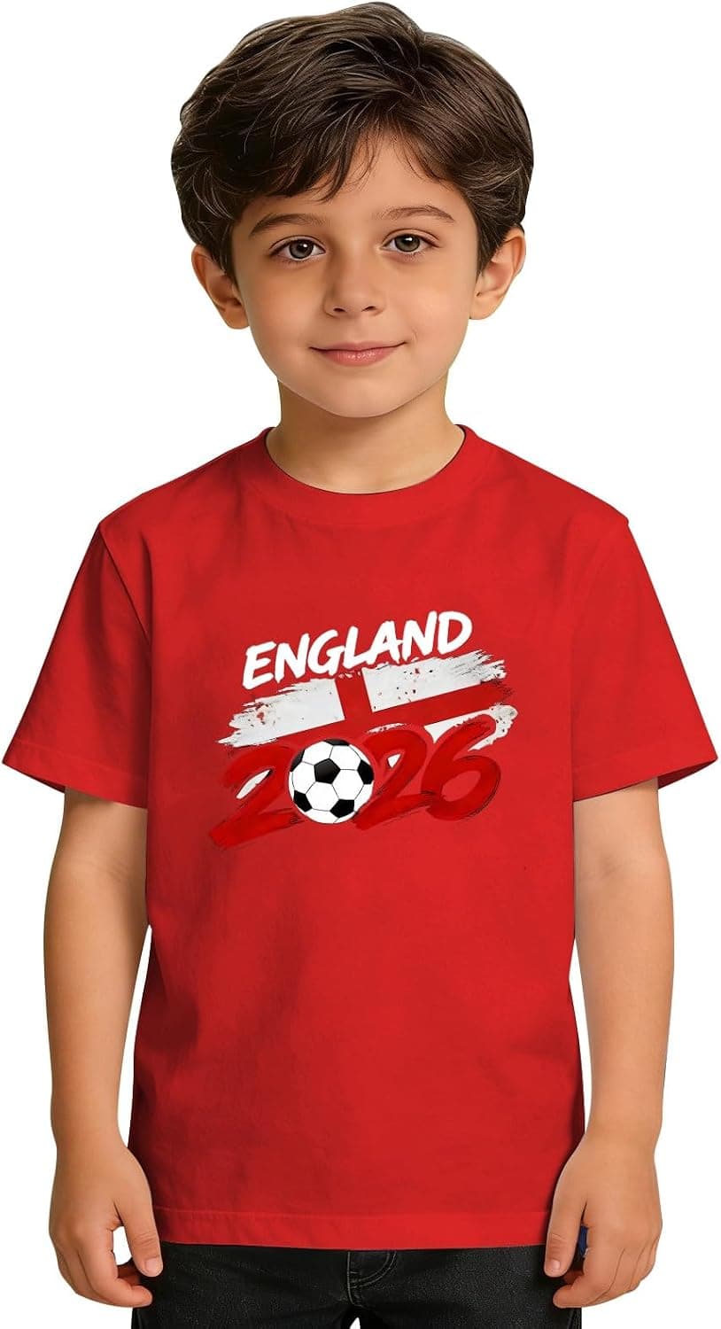 2026 Kids England Flag Printed Football Jersey Short Sleeve T Shirts Boy Girl Supporter Match… product image