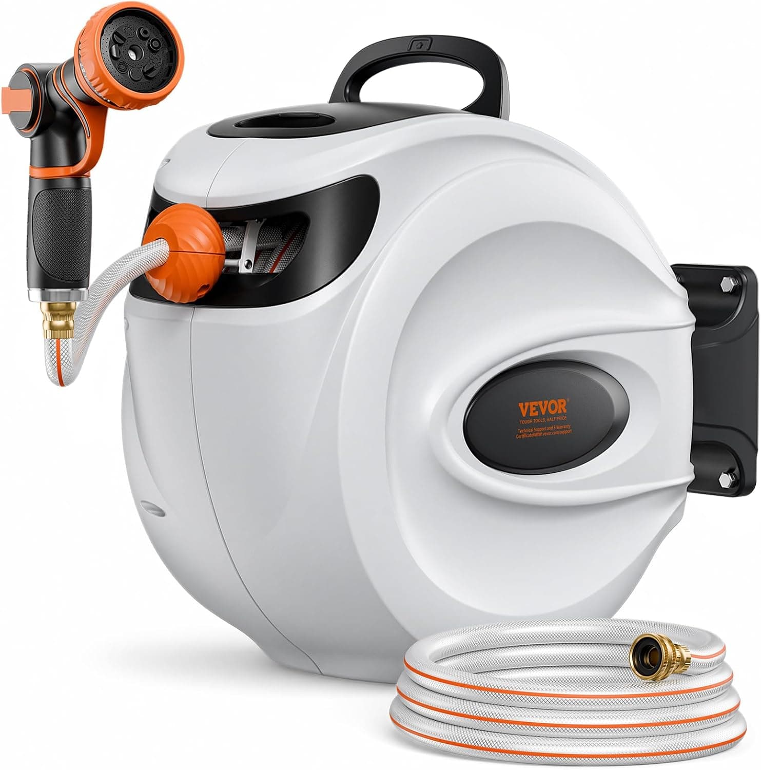 VEVOR Retractable Hose Reel, 115 ft x 1/2 inch, 180° Swivel Bracket Wall-Mounted, Garden Water… product image