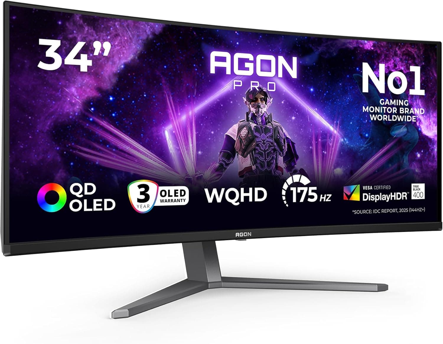 AOC Curved Monitor, AG346UCD 34 Inch 175Hz QD-OLED Panel, 0.03ms GtG, HDR400 TrueBlack,… product image