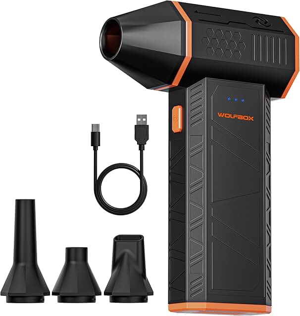WOLFBOX MF50 Compressed Air Duster-110000RPM Super Power Air Cleaner for PC | 3-Speed… product image