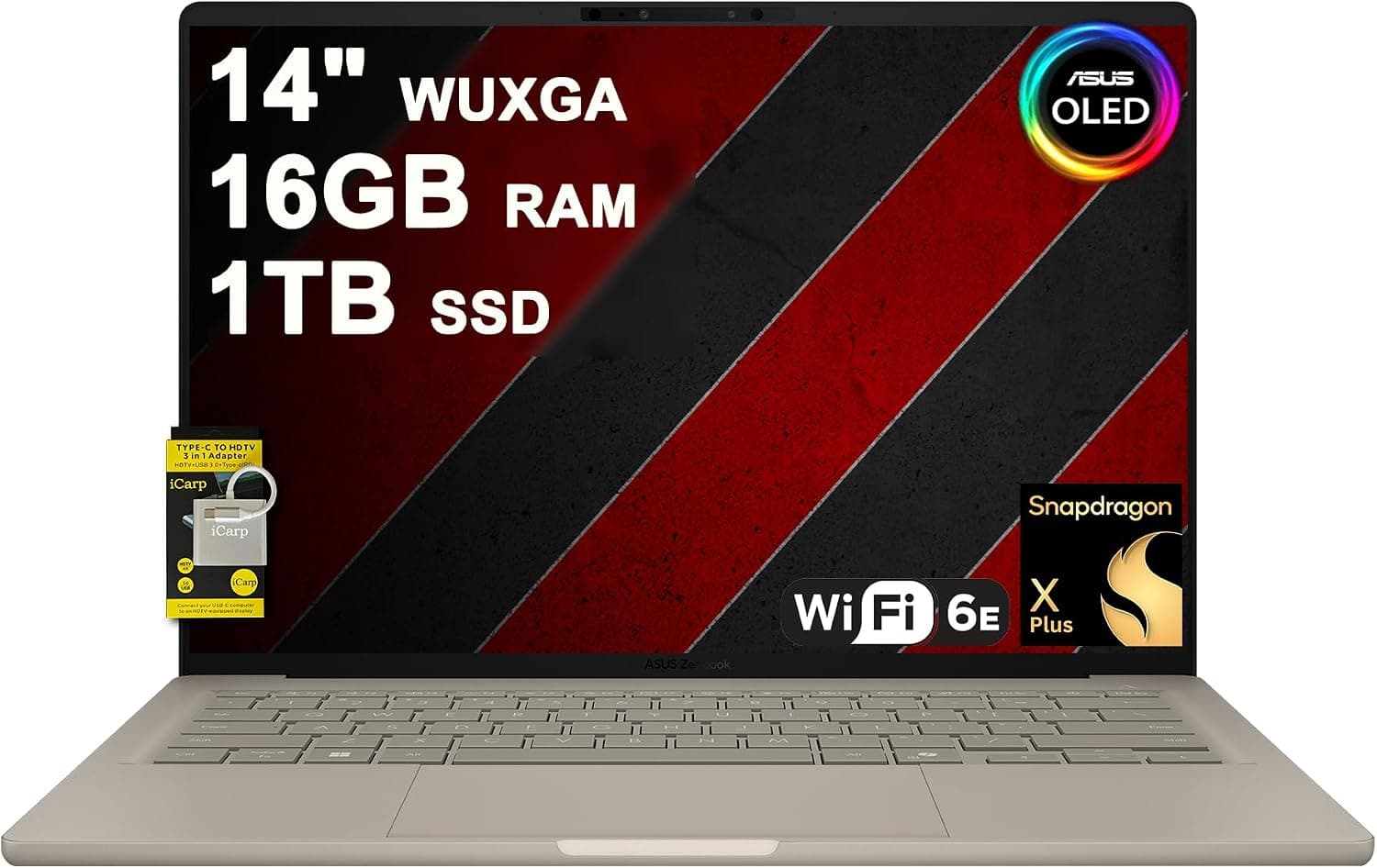Zenbook A14 Laptop 14" WUXGA OLED (100% DCI-P3, 600nits HDR) Qualcomm 8-core Snapdragon X Plus… product image
