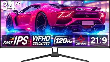 Gawfolk 34 Inch IPS 120Hz Gaming Monitor, 2560×1080P Ultra Wide PC Display | Flat Monitor for… product image