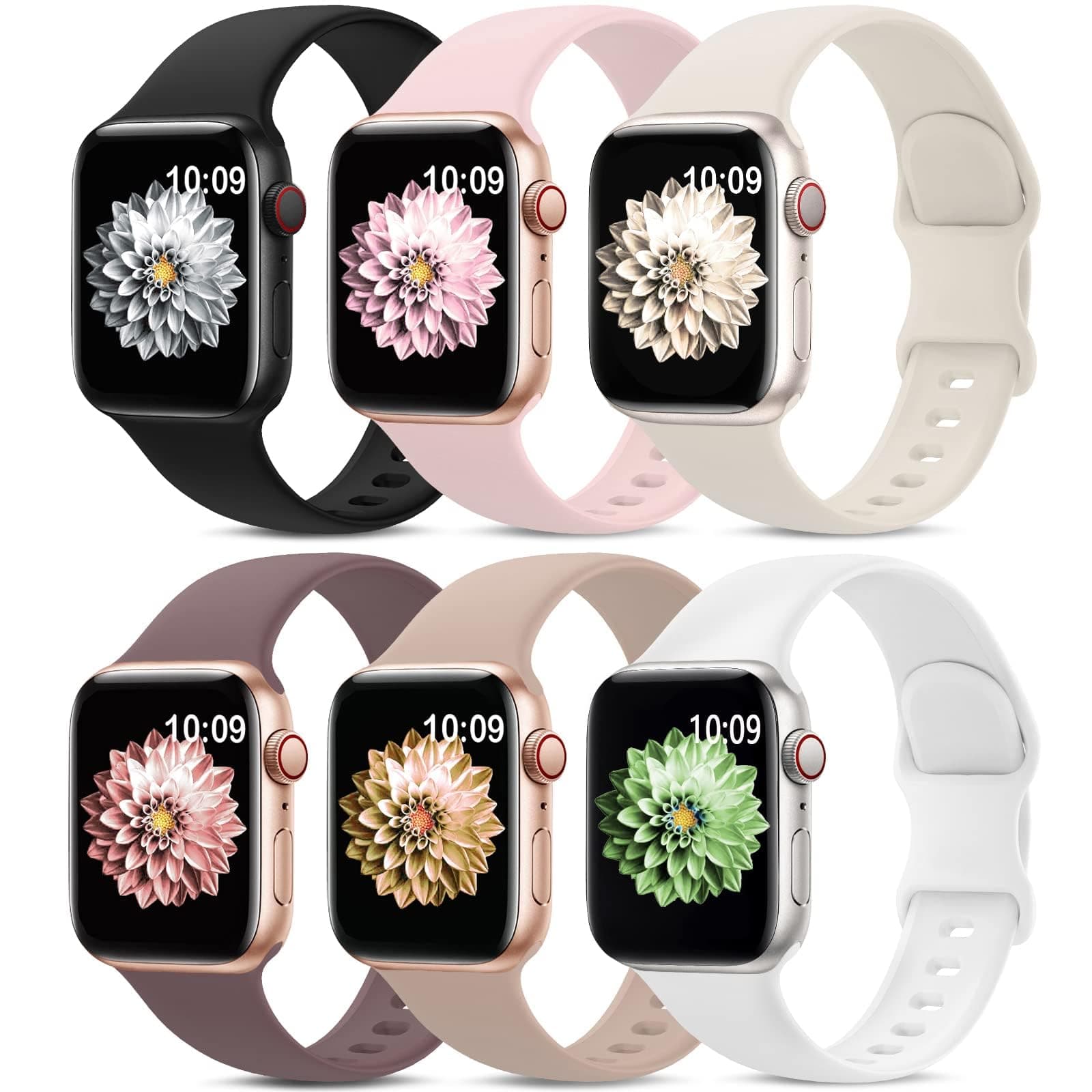 AMSKY 6 Stück Silikon Sport Armbänder Kompatibel mit Apple Watch Armband 44mm 40mm 46mm 42mm… product image