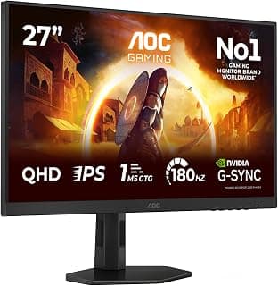 AOC Q27G4XD 27 inch WQHD Gaming Monitor 180Hz, Fast IPS Panel, 1ms GtG, HDR400, G-Sync… product image