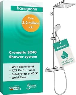 hansgrohe Crometta E - wassersparendes Duschsystem (EcoSmart) mit Thermostat, Regendusche (240… product image