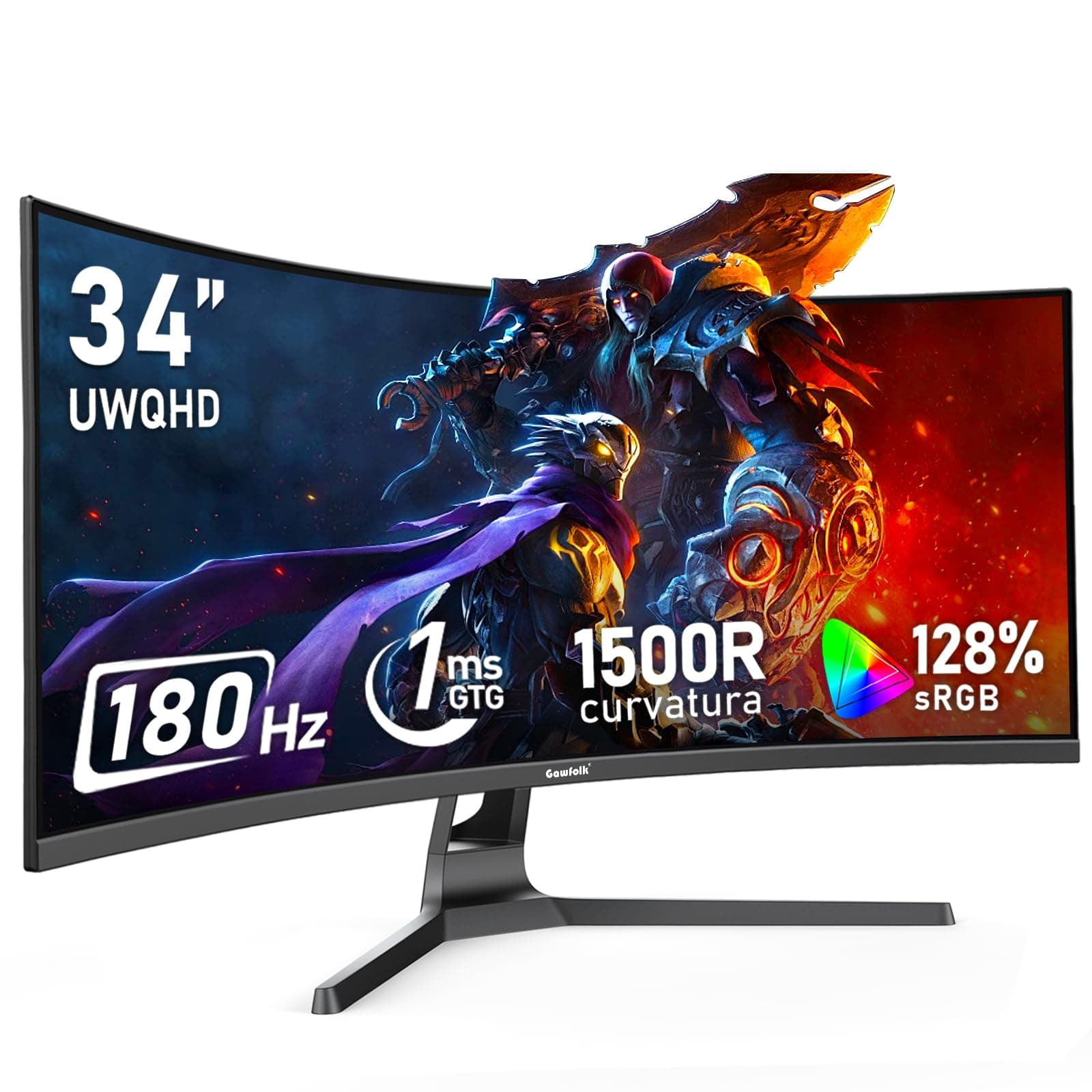 Gawfolk 34 Inch Ultrawide Curved 180Hz Gaming Computer Monitor,1500R PC Screen 21:9 UWQHD… product image