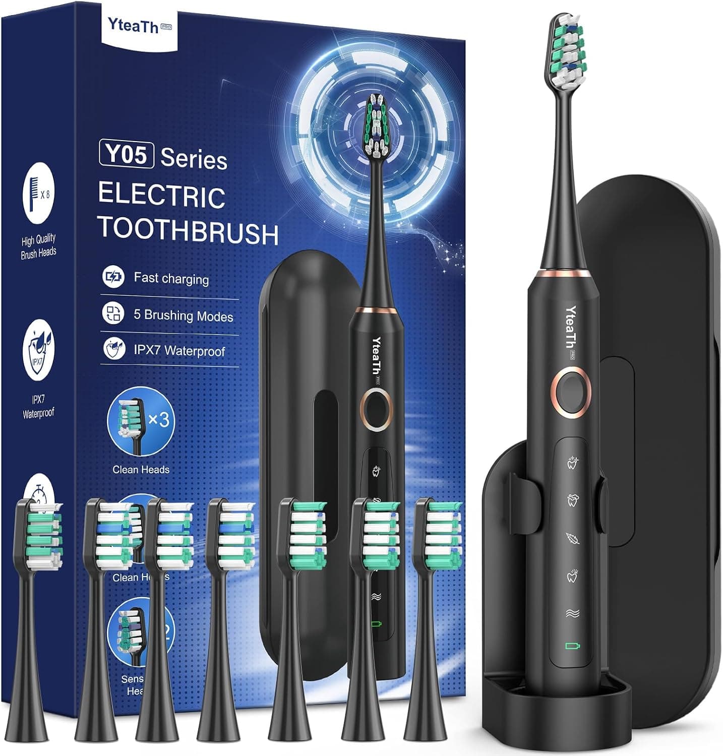Sonic Electric Toothbrush for Adults - Sonic Toothbrush with 8 Brush Heads and Travel Case, 5… product image