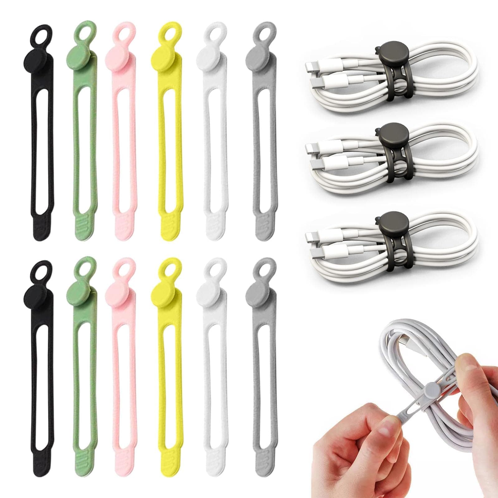 Datenkabel-Organizer, elastische wiederverwendbare Silikon-Kabelbänder, Kabel-Organizer zum… product image