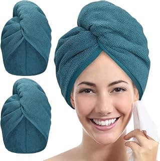 YoulerTex Microfibre Hair Towel Wrap: 2Pack Hair Turban Super Absorbent Rapid Drying… product image