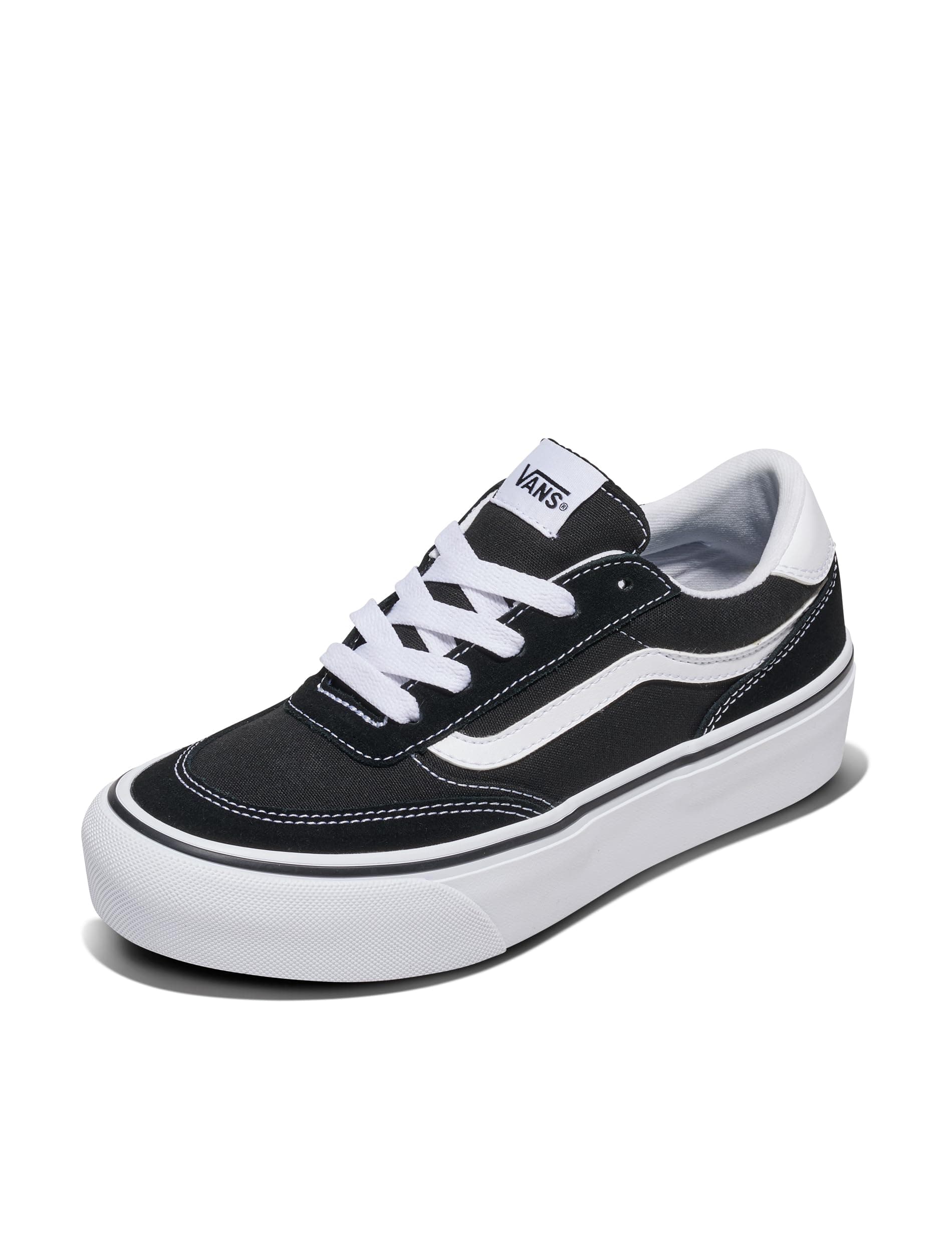 Vans Women's Brooklyn Ls Platform Sneaker, Veloursleder-Leinwand schwarz weiß, 38.5 EU product image