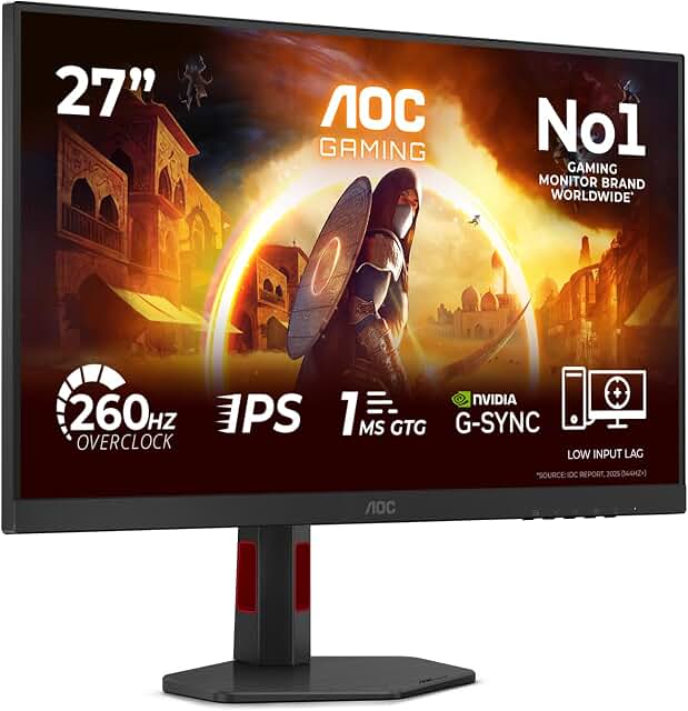 AOC 27G4ZR 27 inch FHD Gaming Monitor 260Hz, Fast IPS Panel, 1ms GtG, HDR10, G-Sync… product image