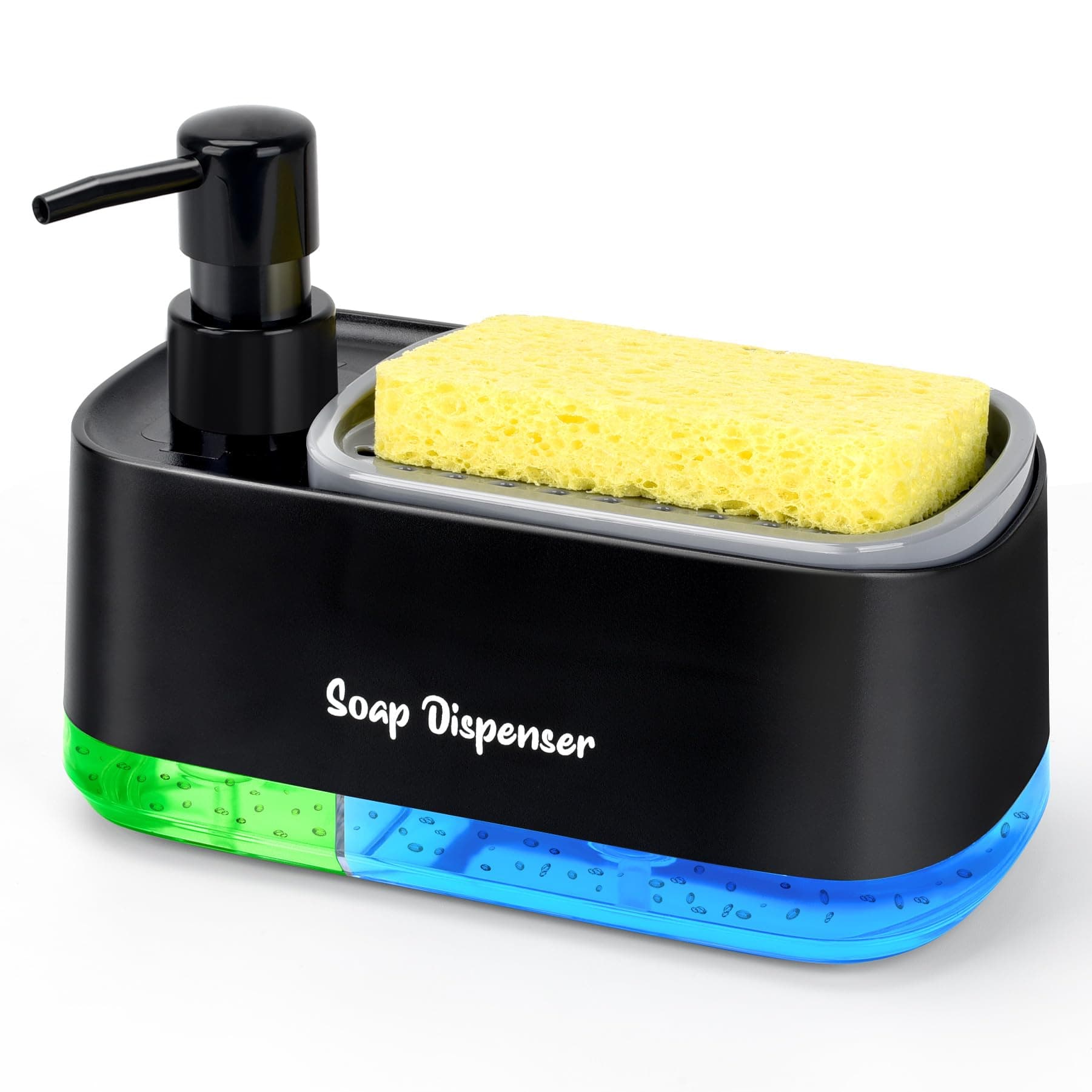 Bestseek Hand and Dish Soap Dispenser Set for Kitchen, Dual Soap Dispenser with Sponge Holder,… product image