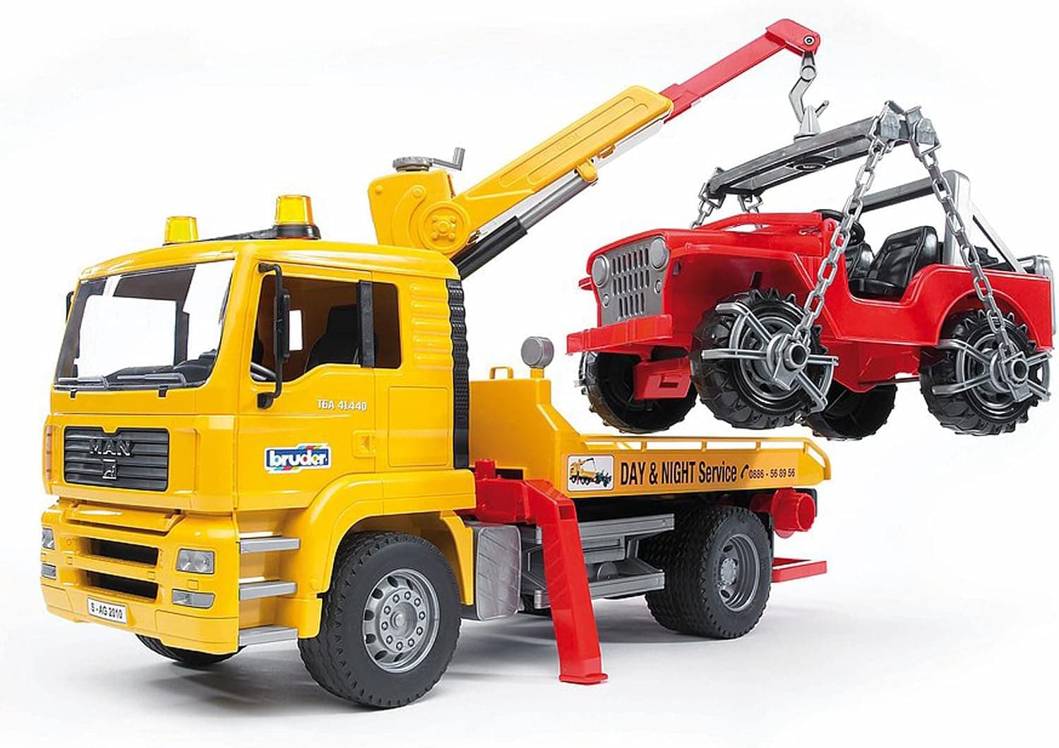 bruder 02750 - MAN TGA towing truck with 4x4 | Tow Truck with Jeep, Garage and Breakdown… product image