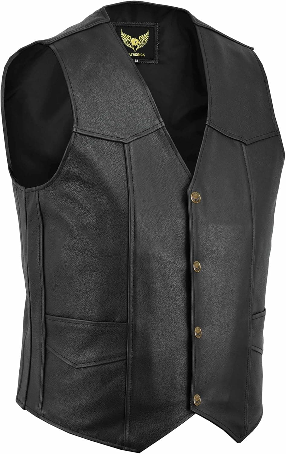 Mens Genuine Leather Vest Black Biker Style Casual Fashion product image