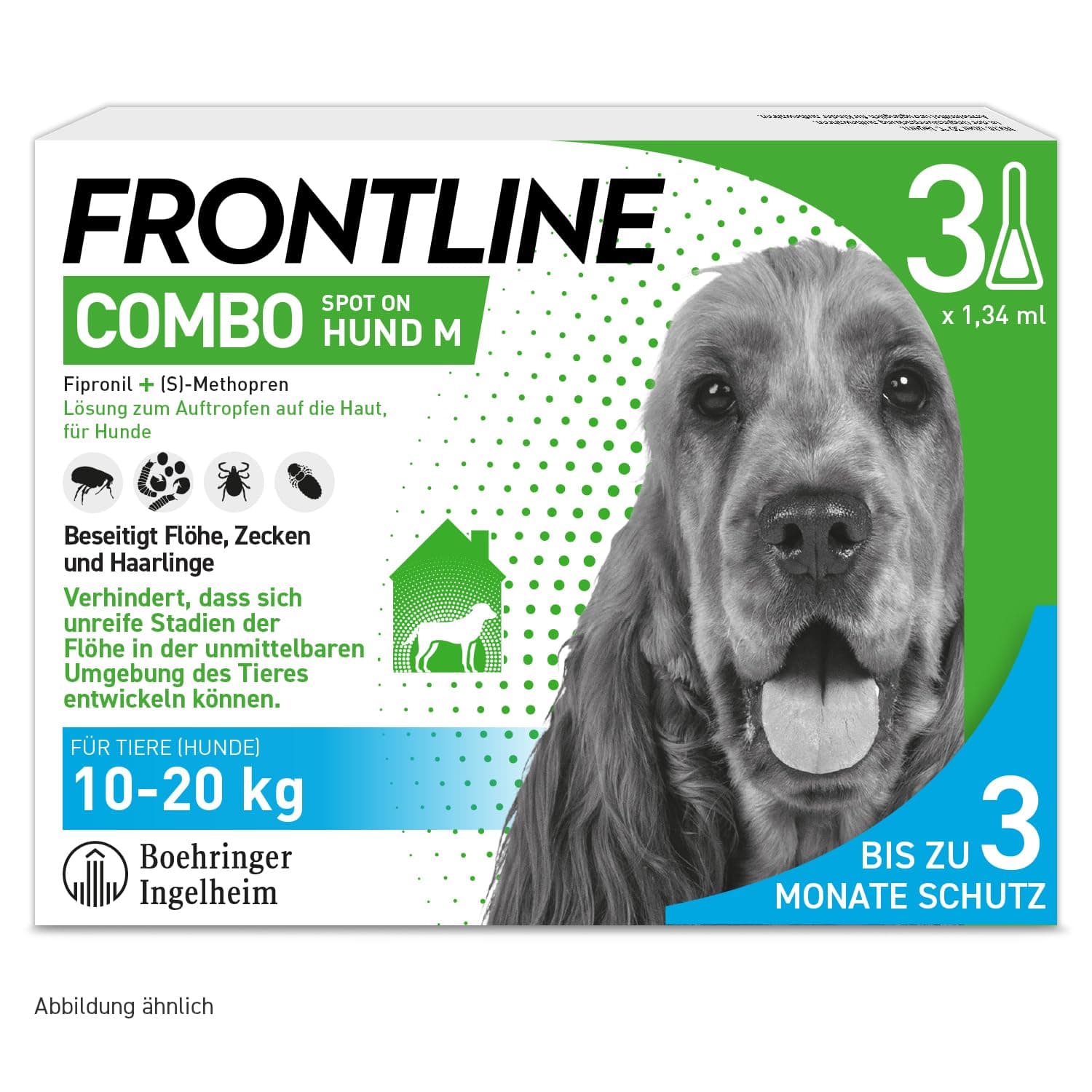 Frontline Combo Dog M Against Ticks, Fleas & Hair Bites (10 to 20 kg) | 3 x pipettes for up to… product image
