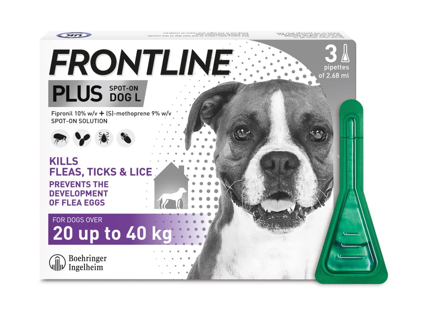 FRONTLINE Plus Flea & Tick Treatment for Large Dogs - 3 Pipettes product image