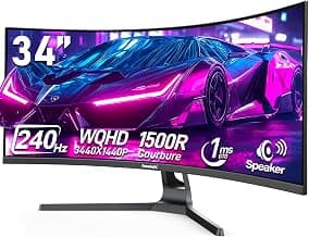 Gawfolk 34 Inch Curved Gaming Monitor, 240Hz Ultra Wide PC Monitors with Built-in Speakers,… product image