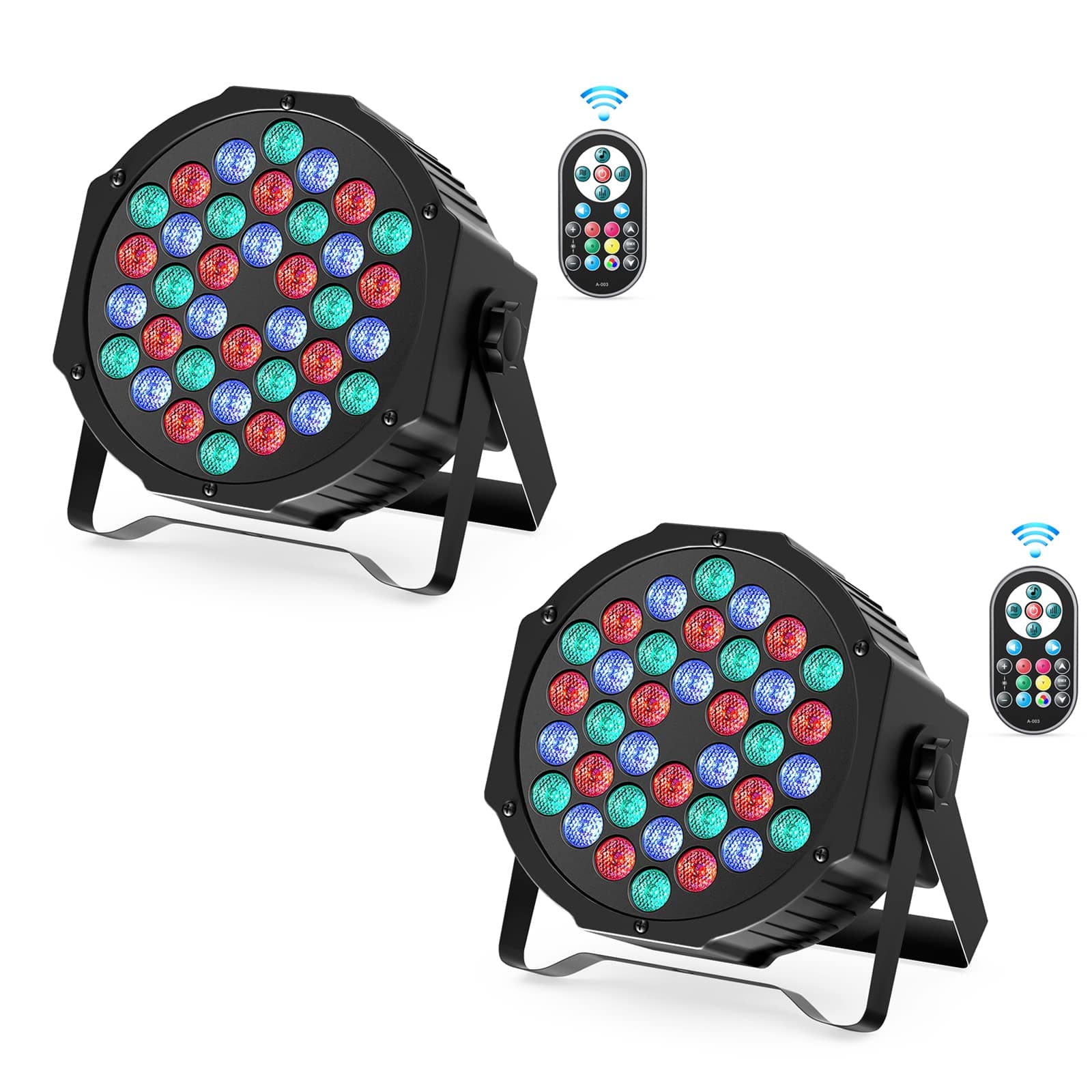Leleght 2 PCS RGB LED Stage Light, 72W Par Can Light DMX 7CH with Remote Control and Sound… product image