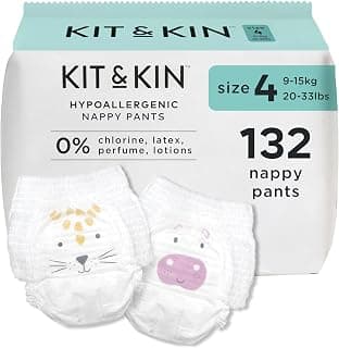 Premium Nappy Pants Size 4, 9-16 kg / 20-33 lbs, Pack of 132 | Plant-Based Materials On Baby's… product image