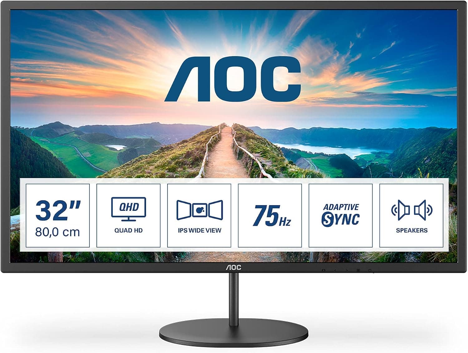 AOC Q32V4 32 zoll WQHD Monitor, 75Hz, IPS Panel, 4ms GtG, , Lautsprecher,(2560x1440 HDMI 1x… product image