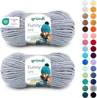 Funny Plain Chenille Wool 2 Balls 100 g Light Grey | Thick soft chenille wool for crocheting,… product image