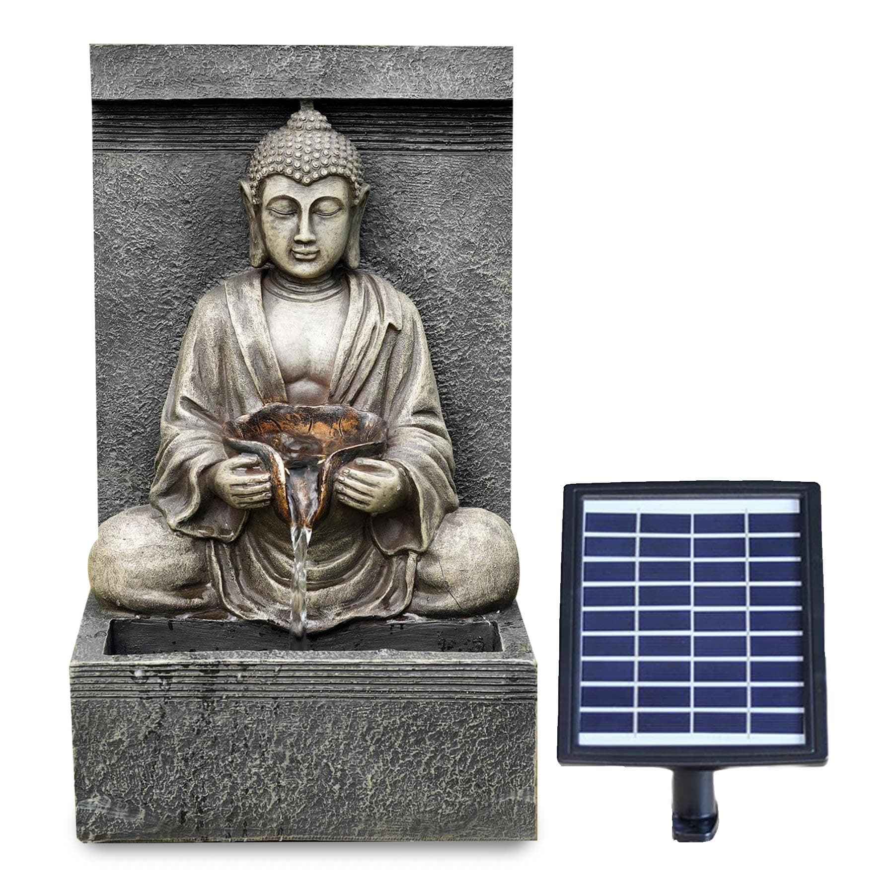GEEZY Solar Water Features for the Garden – Outdoor Stone Buddha Fountain with LED Lights –… product image