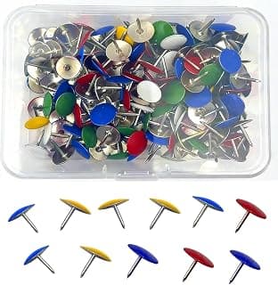 Metal Push Pins 150 Pack, Coloured Drawing Pins | Rustproof Thumb Tacks with Storage Box,… product image