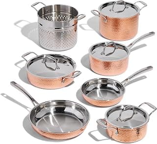 Lagostina Martellata Kochgeschirr-Set, dreilagig, gehämmert, Kupfer, 11-teilig product image