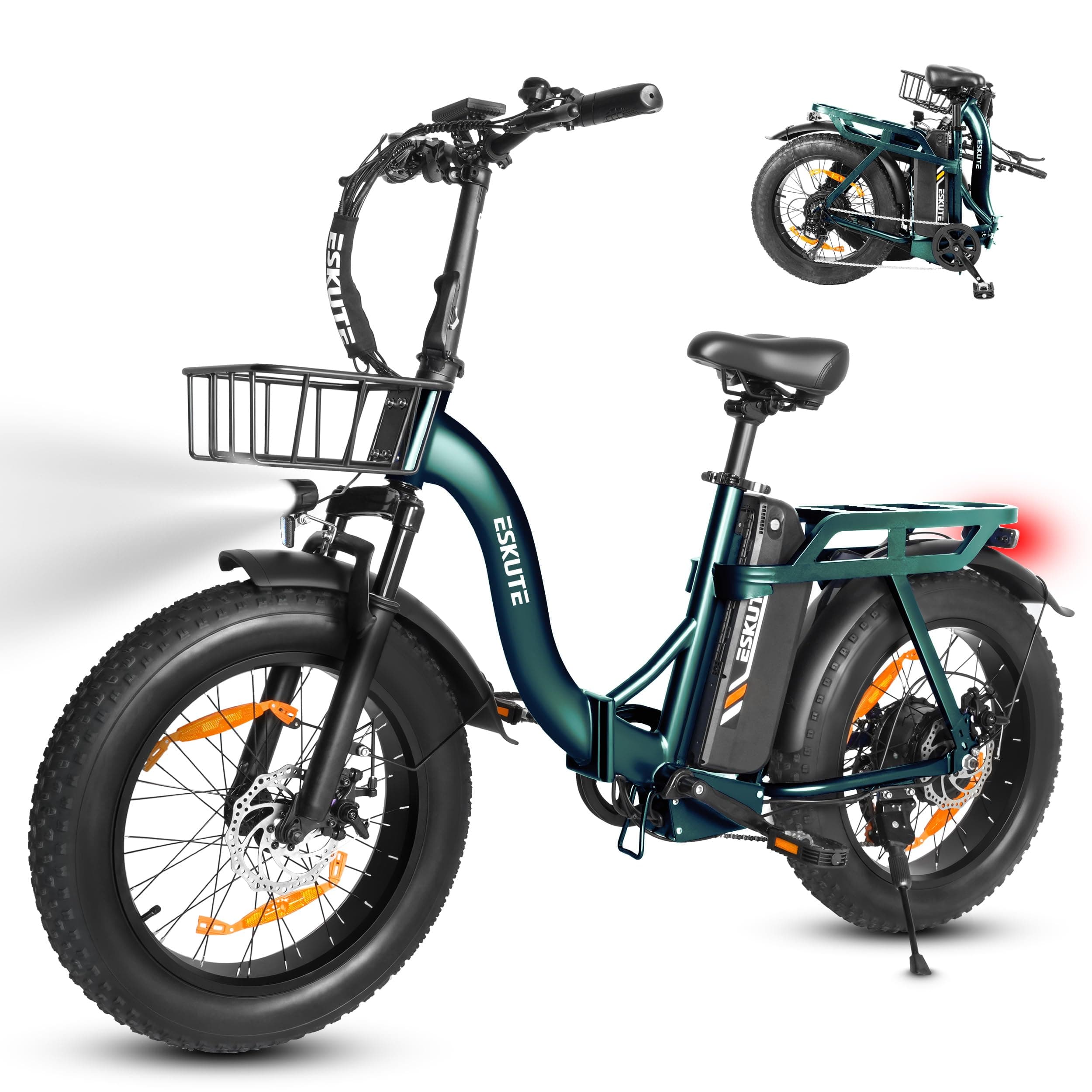 ESKUTE E-Bike D202 PRO, 20×4 Zoll faltbares Fatbike, 48V 20,8Ah Akku, bis 100 km Reichweite,… product image