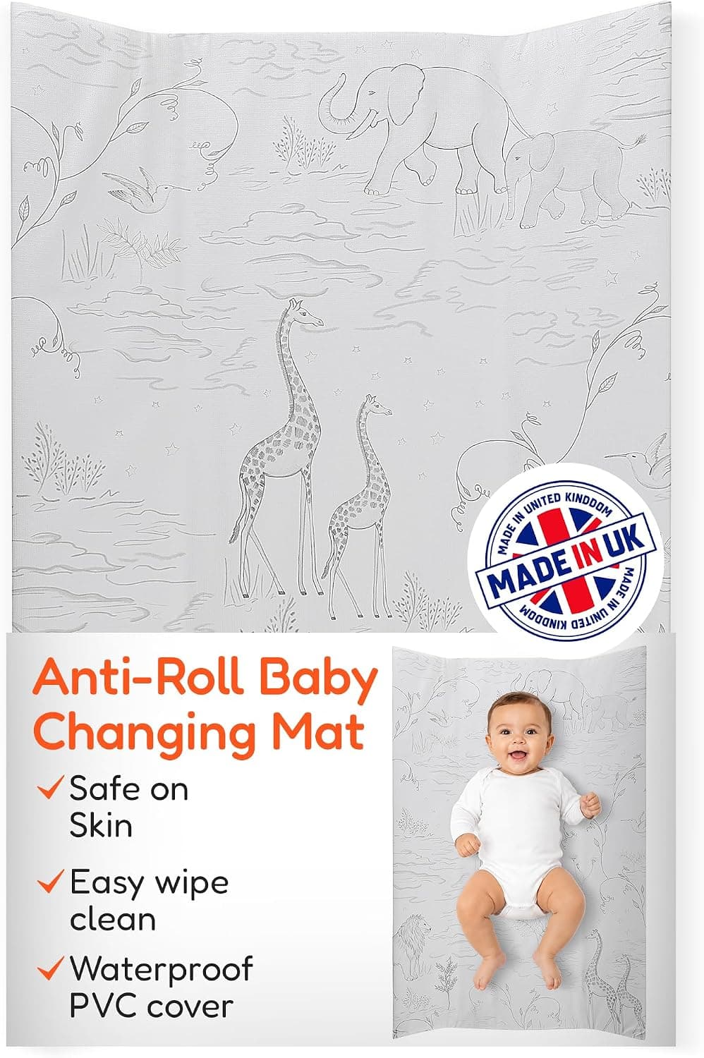 Babycurls Deluxe Anti-Roll PVC Wedge Nappy Baby Changing Mat with Curved Sides and Raised… product image