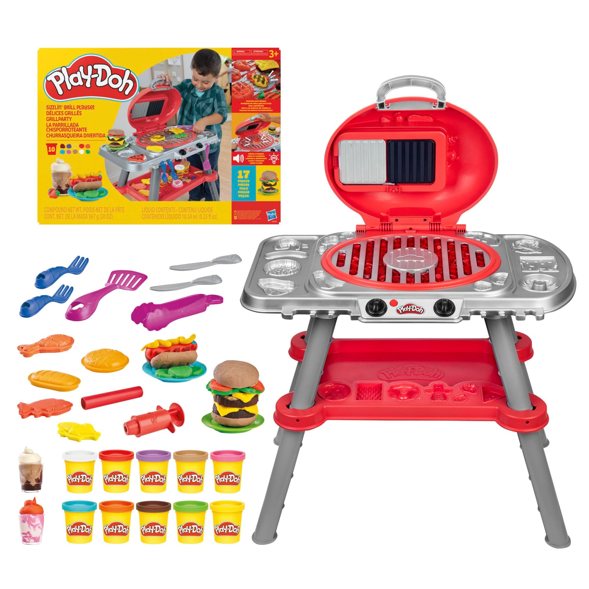 Play-Doh Grillparty Spielzeug, Grill-Station mit Formen, Accessoires und 6 Dosen Knete zum… product image