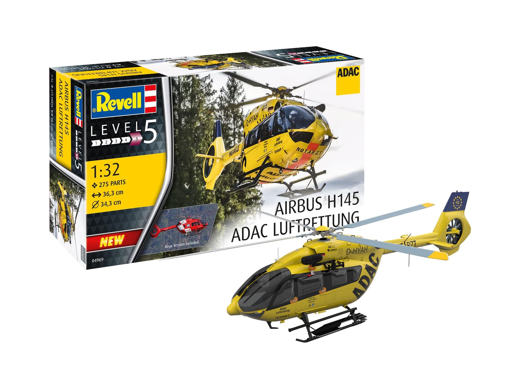 Revell Modellbausatz I H145 ADAC/REGA I Detailreicher Level 5 Hubschrauber Bausatz I 200 Teile… product image