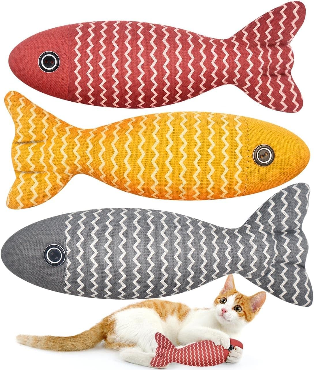 Cat Catnip Toys Fish - Cat Nip Kicker Toy for Indoor Cats, Squeak Interactive Toys for All… product image