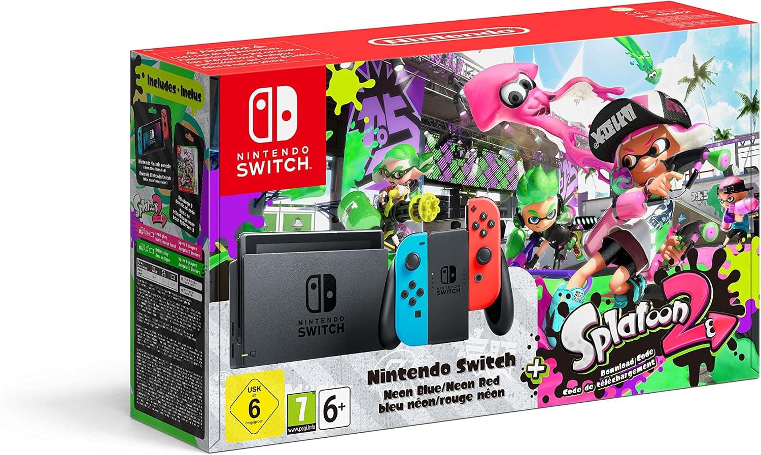 Console Nintendo Switch avec Joy-Con - rouge néon/bleu néon + Splatoon 2 product image